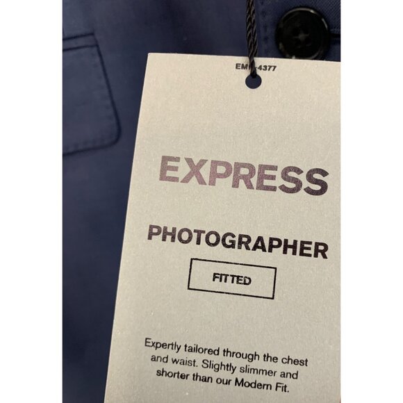 Express Fitted Blazer 44R Blue Wool NWT $328 Mens 2 Button Single Vent 7769 - Picture 2 of 10